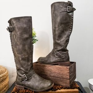 Candies Brown Faux Leather Boots Cakingsleystone 7